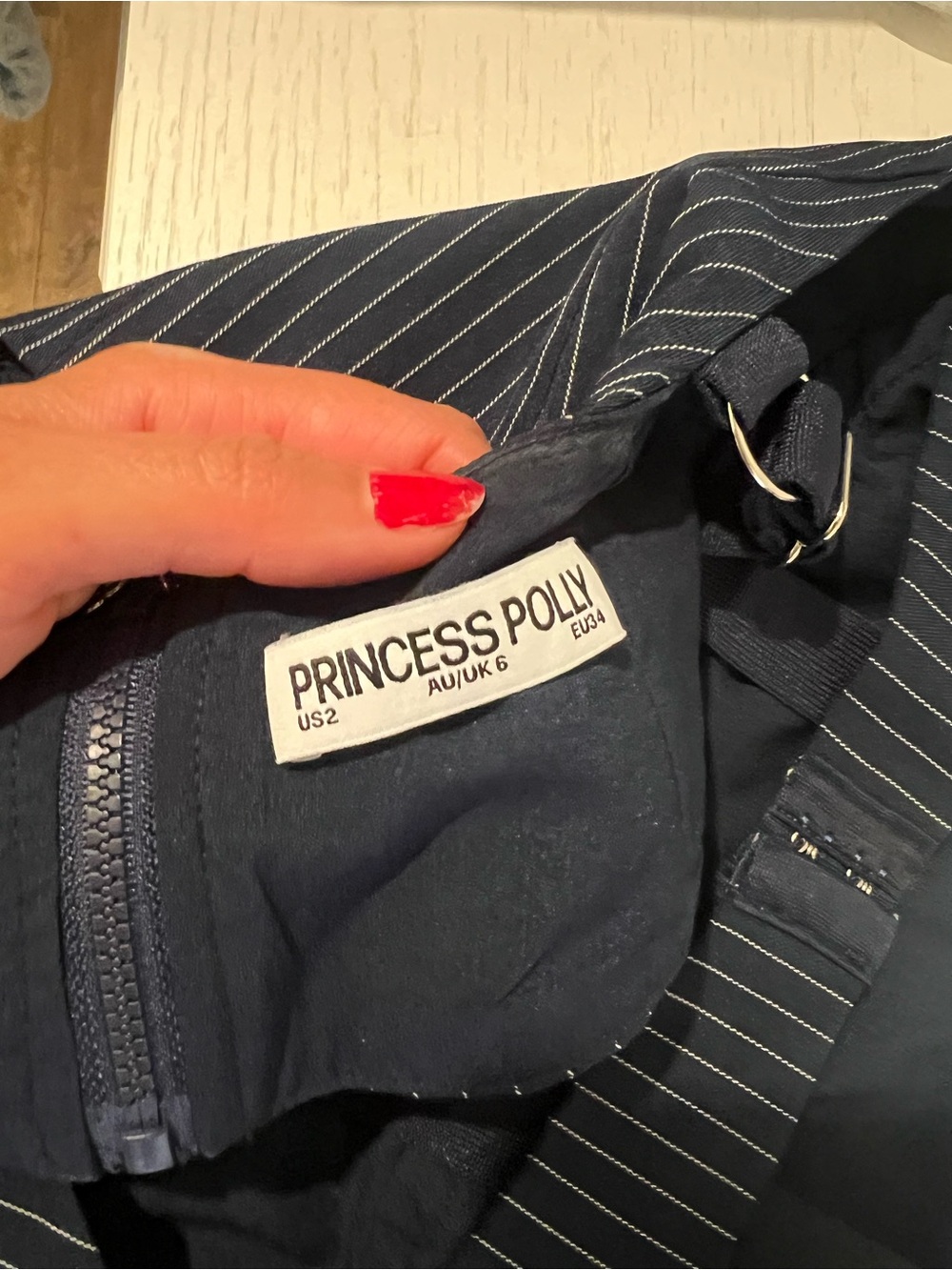 Princess Polly Navy Pinstripe Bustier Top with Adjustable Straps - Picture 4 of 5